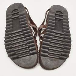 Salvatore Ferragamo Dark Brown Leather Slingback Sandals Size 42