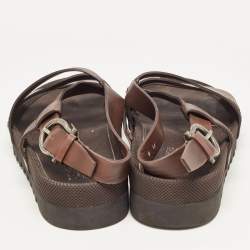 Salvatore Ferragamo Dark Brown Leather Slingback Sandals Size 42