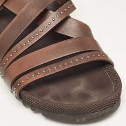 Salvatore Ferragamo Dark Brown Leather Slingback Sandals Size 42