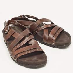 Salvatore Ferragamo Dark Brown Leather Slingback Sandals Size 42