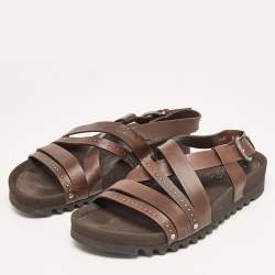 Salvatore Ferragamo Dark Brown Leather Slingback Sandals Size 42