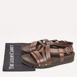 Salvatore Ferragamo Dark Brown Leather Slingback Sandals Size 42