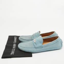 Salvatore Ferragamo Blue Suede Slip On Loafers Size 42