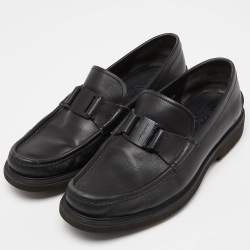 Pre Owned Salvatore Ferragamo Black Leather Loafers Size 44