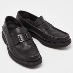 Pre Owned Salvatore Ferragamo Black Leather Loafers Size 44