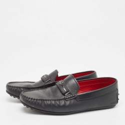 Salvatore Ferragamo Black Leather Slip On Loafers Size 41