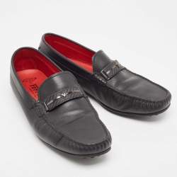 Salvatore Ferragamo Black Leather Slip On Loafers Size 41