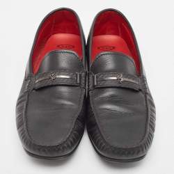 Salvatore Ferragamo Black Leather Slip On Loafers Size 41