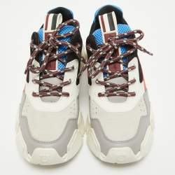 Salvatore Ferragamo Multicolor Leather and Suede Lace Up Sneakers Size 40 