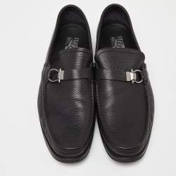 مملوكة مسبقًا Salvatore Ferragamo Black Leather Gancini Bit Loafers Size 44.5