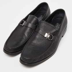 مملوكة مسبقًا Salvatore Ferragamo Black Leather Gancini Bit Loafers Size 44.5