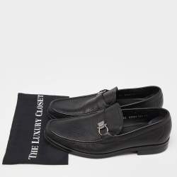 مملوكة مسبقًا Salvatore Ferragamo Black Leather Gancini Bit Loafers Size 44.5