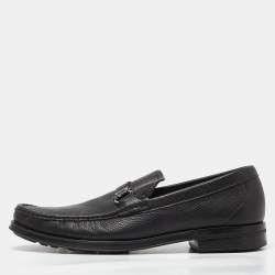 مملوكة مسبقًا Salvatore Ferragamo Black Leather Gancini Bit Loafers Size 44.5