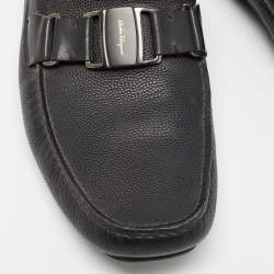 مملوكة مسبقًا Salvatore Ferragamo Black Leather Driver Loafers Size 44