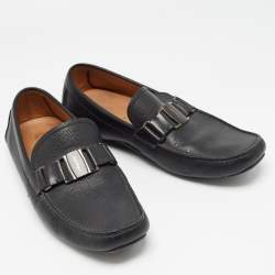 مملوكة مسبقًا Salvatore Ferragamo Black Leather Driver Loafers Size 44