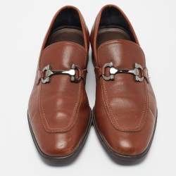 Pre Owned Salvatore Ferragamo Brown Leather Gancini Bit Loafers Size 43