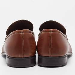 Pre Owned Salvatore Ferragamo Brown Leather Gancini Bit Loafers Size 43