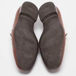 Pre Owned Salvatore Ferragamo Brown Leather Gancini Bit Loafers Size 43