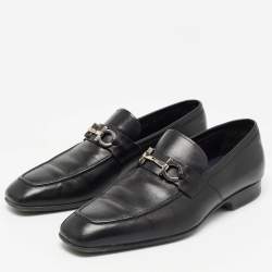 مملوكة مسبقًا Salvatore Ferragamo Black Leather Gancini Bit Loafers Size 43.5