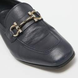 Salvatore Ferragamo Navy Blue Leather Loafers Size 41