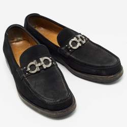 Salvatore Ferragamo Black Suede Slip On Loafers Size 44.5