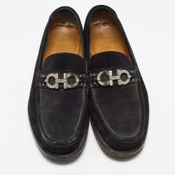 Salvatore Ferragamo Black Suede Slip On Loafers Size 44.5