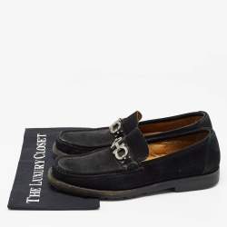 Salvatore Ferragamo Black Suede Slip On Loafers Size 44.5