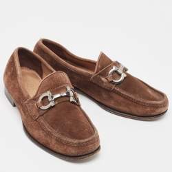 Pre Owned Salvatore Ferragamo Brown Suede Loafers Size 41.5