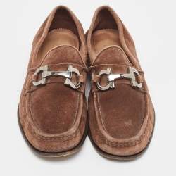 Pre Owned Salvatore Ferragamo Brown Suede Loafers Size 41.5