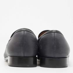Salvatore Ferragamo Navy Blue Leather Mason Loafers Size 42