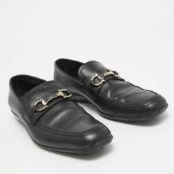 Salvatore Ferragamo Black Leather Gancini Bit Loafers Size 42