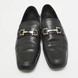 Salvatore Ferragamo Black Leather Gancini Bit Loafers Size 42