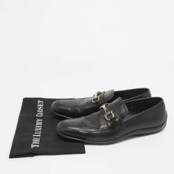 Salvatore Ferragamo Black Leather Gancini Bit Loafers Size 42