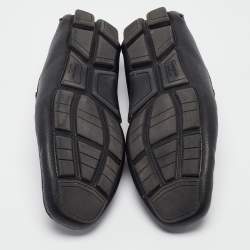 مملوكة مسبقًا Salvatore Ferragamo Black Leather Buckle Detail Loafers Size 43.5