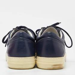 Salvatore Ferragamo Blue Leather Low Top Sneakers Size 41