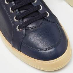 Salvatore Ferragamo Blue Leather Low Top Sneakers Size 41