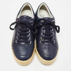 Salvatore Ferragamo Blue Leather Low Top Sneakers Size 41