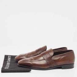 Salvatore Ferragamo Brown Leather Slip On Loafers Size 43.5