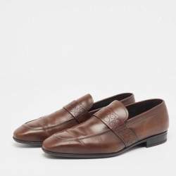 Salvatore Ferragamo Brown Leather Slip On Loafers Size 43.5