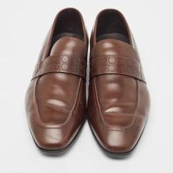 Salvatore Ferragamo Brown Leather Slip On Loafers Size 43.5
