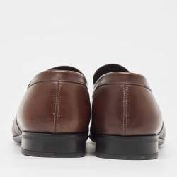 Salvatore Ferragamo Brown Leather Slip On Loafers Size 43.5