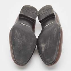 Salvatore Ferragamo Brown Leather Slip On Loafers Size 43.5
