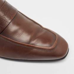 Salvatore Ferragamo Brown Leather Slip On Loafers Size 43.5