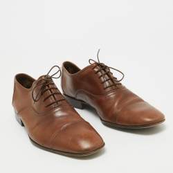 Salvatore Ferragamo Brown Leather Lace Up Cap Toe Oxford Size 43