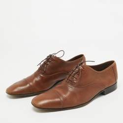 Salvatore Ferragamo Brown Leather Lace Up Cap Toe Oxford Size 43