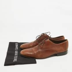 Salvatore Ferragamo Brown Leather Lace Up Cap Toe Oxford Size 43