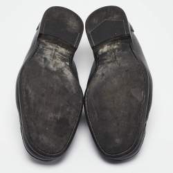 Pre Owned Salvatore Ferragamo Black Leather Gancini Loafers Size 39.5