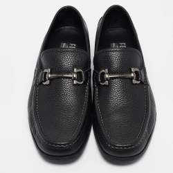 Pre Owned Salvatore Ferragamo Black Leather Gancini Loafers Size 39.5