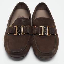  Salvatore Ferragamo Brown Nubuck Leather Sardegna Loafers Size 40