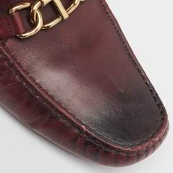 Salvatore Ferragamo Burgundy Leather Slip On Loafers Size 40.5